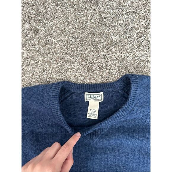 Vintage L.L. Bean Crewneck Pullover Sweater Men’s XL Cotton Cashmere Navy Blue - Picture 4 of 8